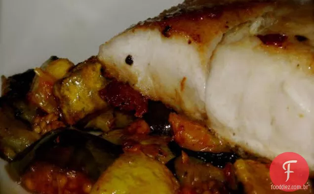 Robalo assado com 
