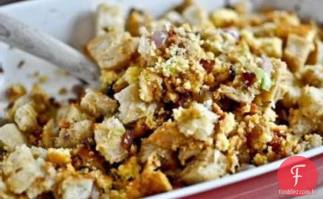 Recheio de alho-poró, cogumelo e Bacon com estragão