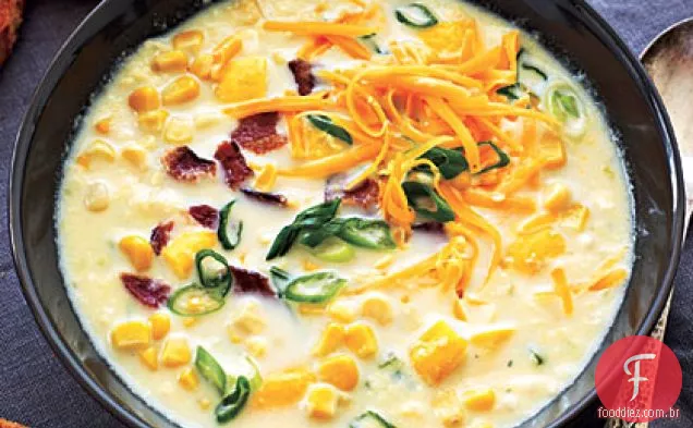 Abóbora de Verão e sopa de milho