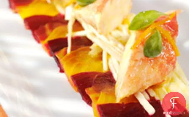 Caranguejo-Rei Com Salada De Aipo-Rábano, Maçã E Beterraba