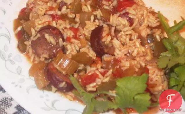 Cajun salsicha e arroz