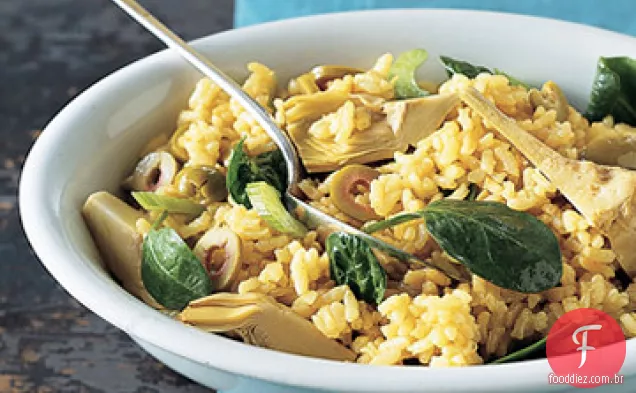 Alcachofra e salada de arroz