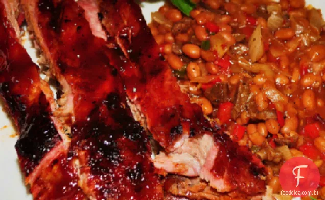 Ribs ' n ' Greens com bagas de trigo