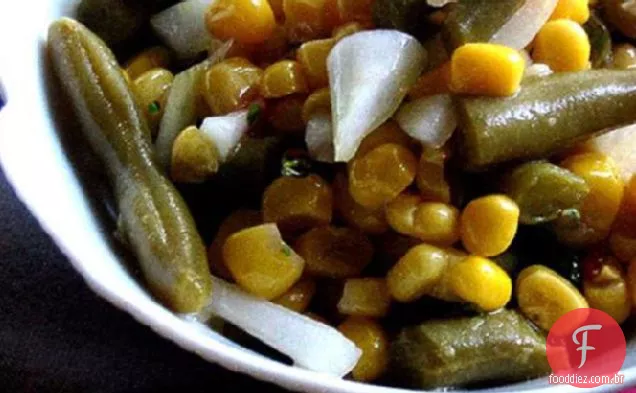 Milho fresco e Salada De Feijão Verde