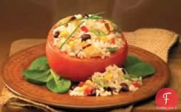 Feijão de confete e arroz com frango