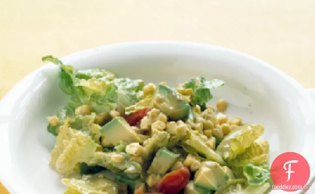 Romaine, abacate e salada de milho