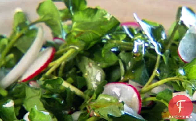 Salada de agrião, cebola e rabanete