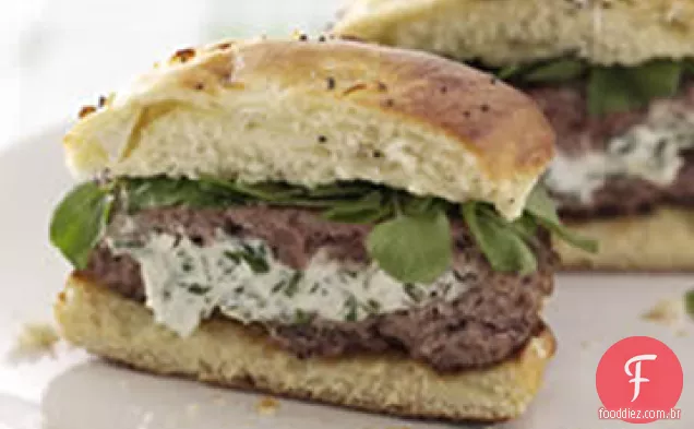 Hamburgueres De Cordeiro Recheados Com Cream Cheese Herbed