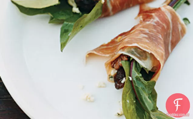 Salada de verduras amargas embrulhada em Prosciutto