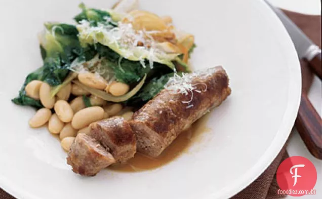 Salsicha com escarola e Feijão Branco