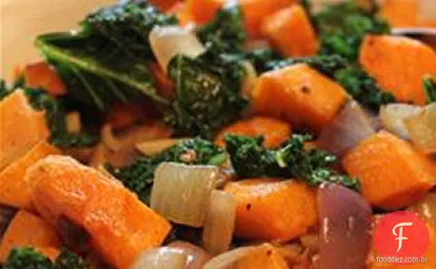 Salada de inhame e couve assada