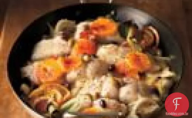 Robalo Assado Com Erva-Doce, Laranjas Sanguíneas E Azeitonas