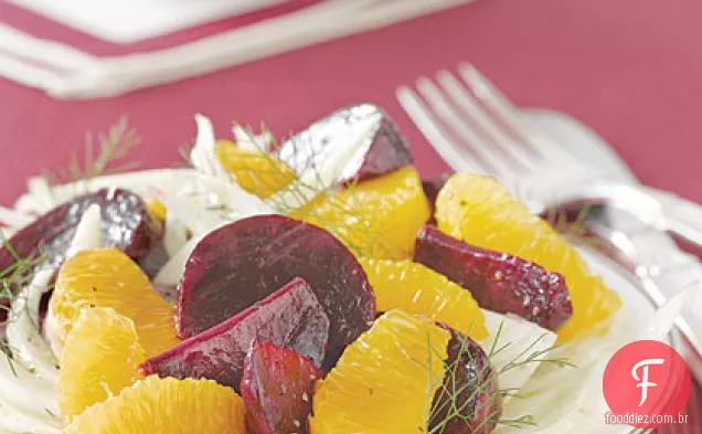 Salada de laranja, beterraba e erva-doce