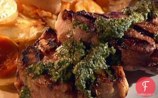 Costeletas de lombo de cordeiro com Pesto De Hortelã