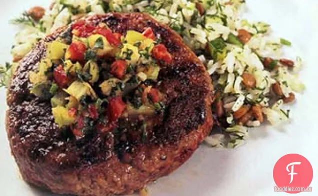 Hambúrgueres de cordeiro com Chutney de Tomate Vermelho e verde