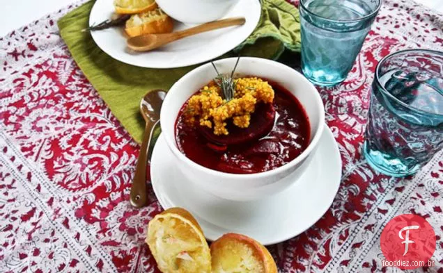 Ensopado de beterraba e Maitake com Quinoa de açafrão