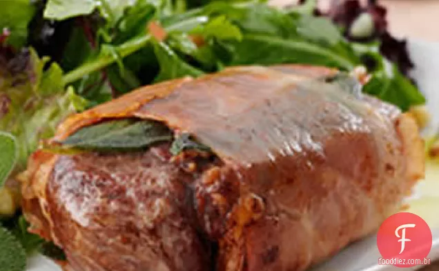 Costeletas de cordeiro com Prosciutto e salada
