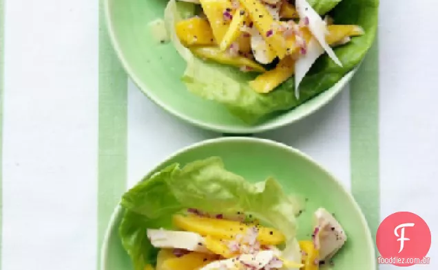 Manga e corações de salada de Palma com vinagrete de limão