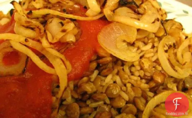 Kusherie (arroz Egípcio e lentilhas)