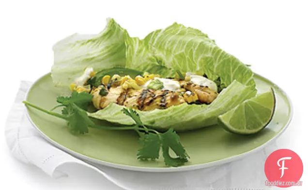 Frango grelhado e alface de milho Wraps