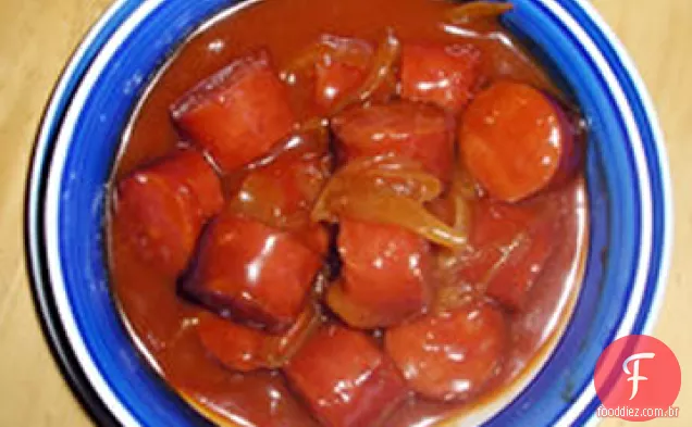 Fogão lento Kielbasa doce e azedo