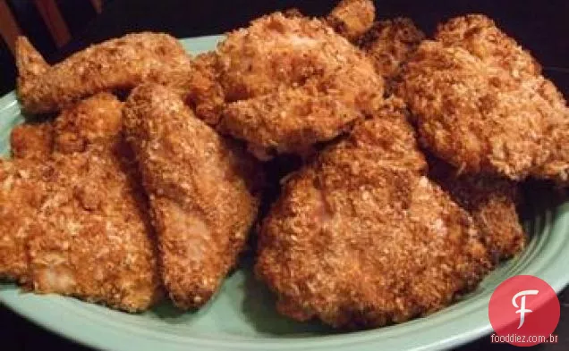 Coxas de frango frito no forno com Panko e Parmesão
