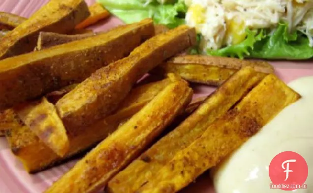 Kumara (Batata Doce) fatias com mostarda e iogurte de limão