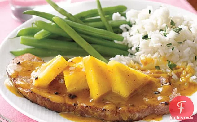 Bife de presunto com abacaxi